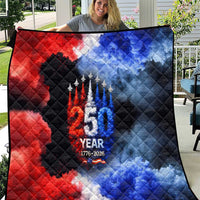 USA 250th Anniversary Celebration Quilt Patriotic Smoke Burst Art Style
