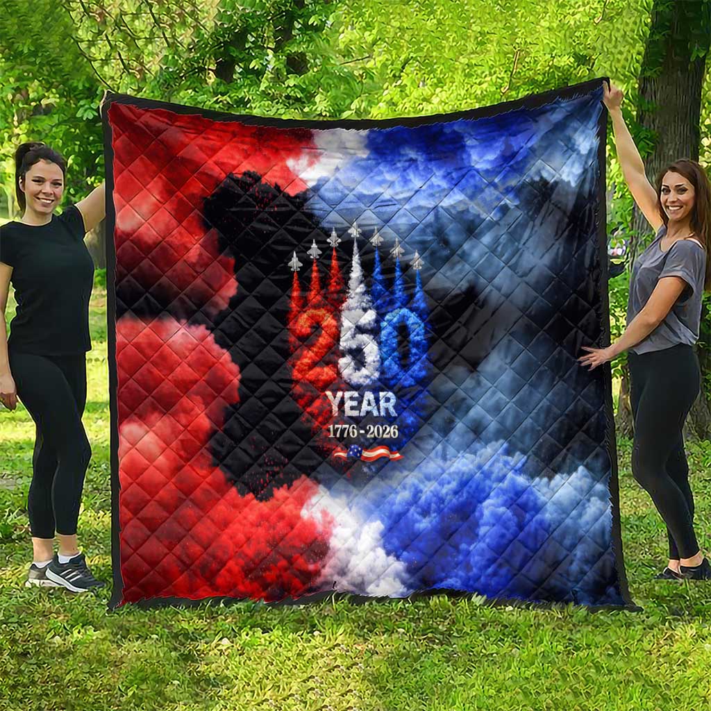 USA 250th Anniversary Celebration Quilt Patriotic Smoke Burst Art Style