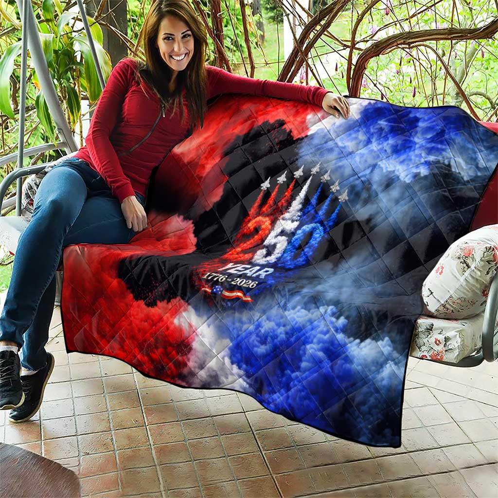 USA 250th Anniversary Celebration Quilt Patriotic Smoke Burst Art Style