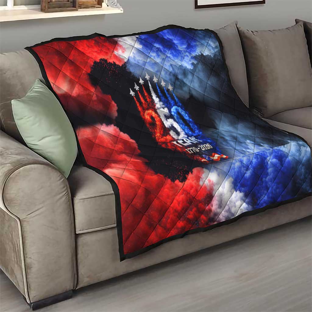 USA 250th Anniversary Celebration Quilt Patriotic Smoke Burst Art Style