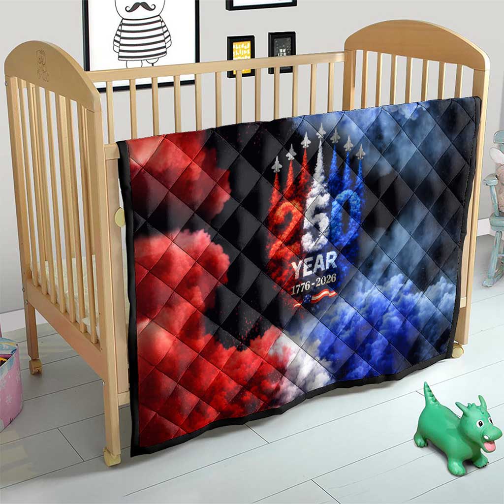 USA 250th Anniversary Celebration Quilt Patriotic Smoke Burst Art Style