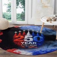 USA 250th Anniversary Celebration Round Carpet Patriotic Smoke Burst Art Style