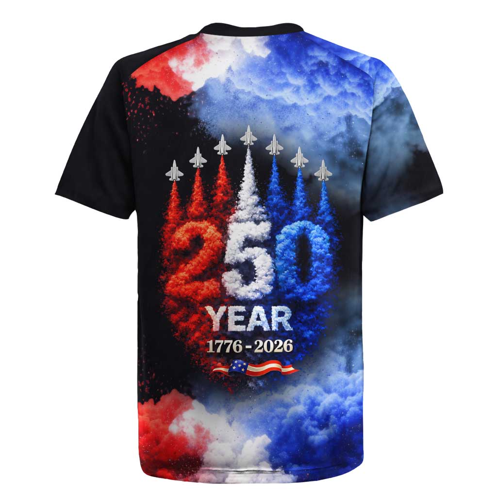 USA 250th Anniversary Celebration Rugby Jersey Patriotic Smoke Burst Art Style