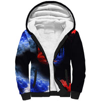 USA 250th Anniversary Celebration Sherpa Hoodie Patriotic Smoke Burst Art Style