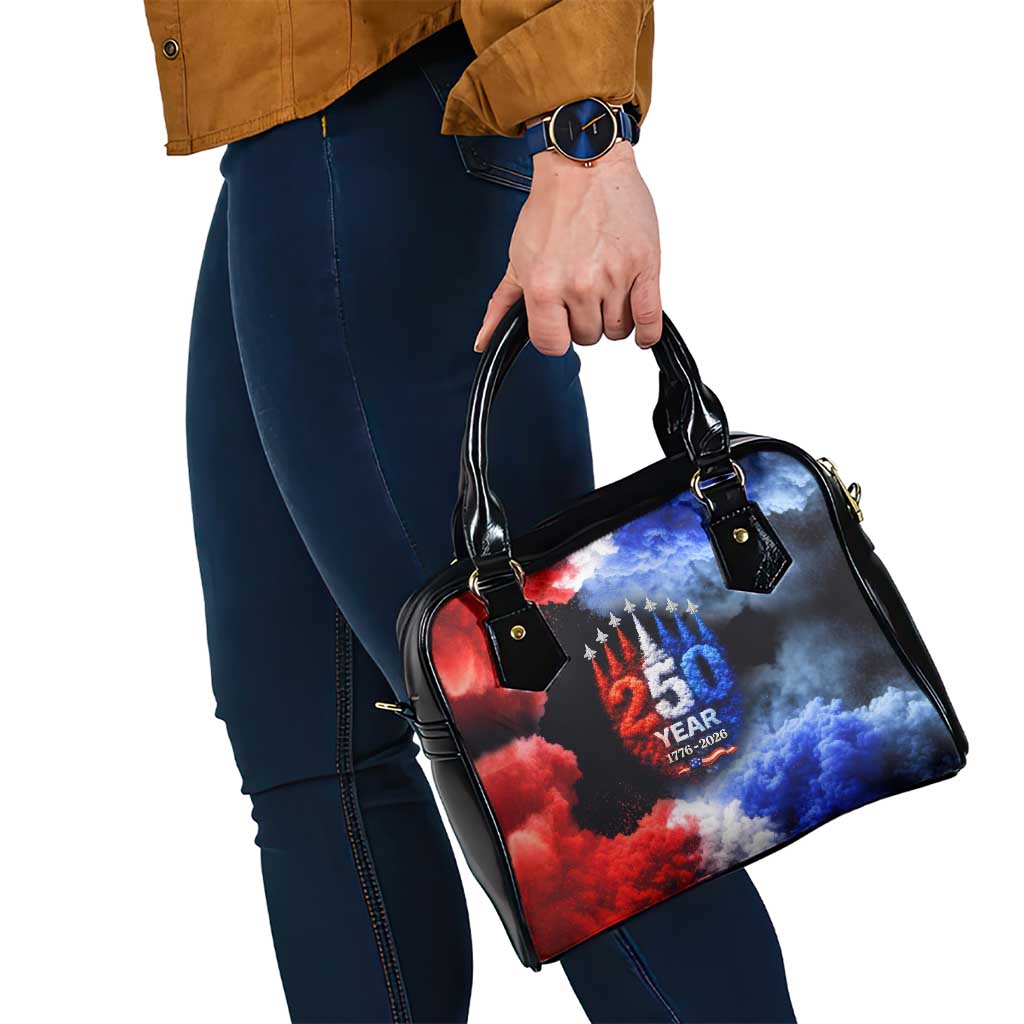 USA 250th Anniversary Celebration Shoulder Handbag Patriotic Smoke Burst Art Style
