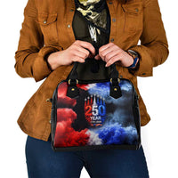 USA 250th Anniversary Celebration Shoulder Handbag Patriotic Smoke Burst Art Style