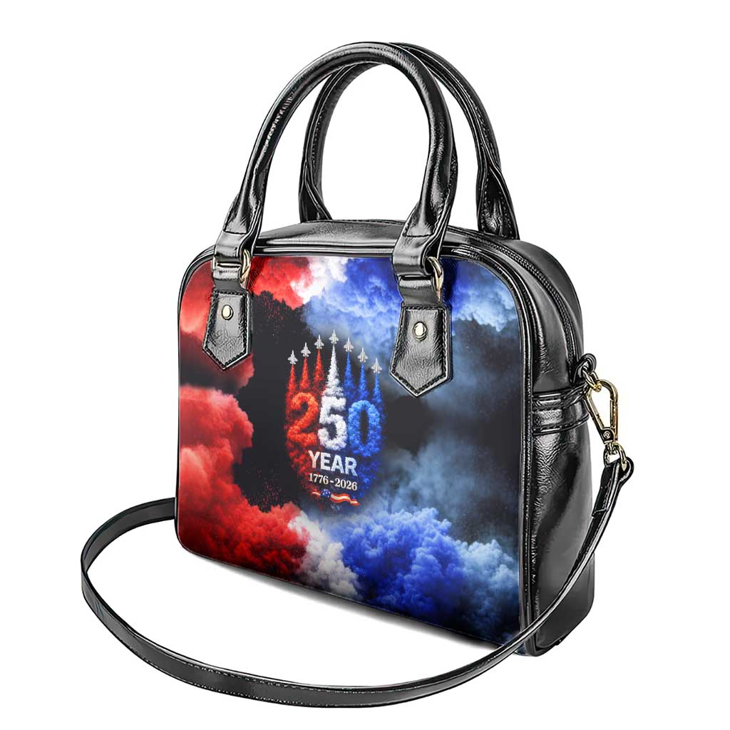 USA 250th Anniversary Celebration Shoulder Handbag Patriotic Smoke Burst Art Style