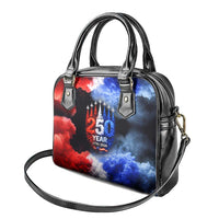 USA 250th Anniversary Celebration Shoulder Handbag Patriotic Smoke Burst Art Style