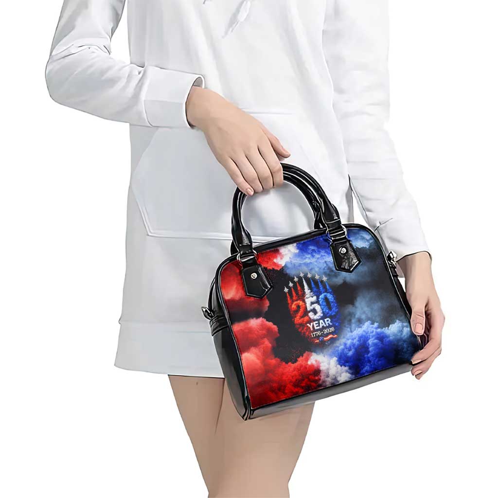 USA 250th Anniversary Celebration Shoulder Handbag Patriotic Smoke Burst Art Style