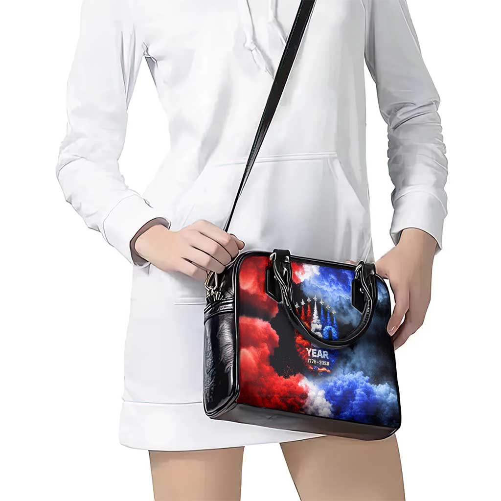 USA 250th Anniversary Celebration Shoulder Handbag Patriotic Smoke Burst Art Style