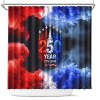 USA 250th Anniversary Celebration Shower Curtain Patriotic Smoke Burst Art Style