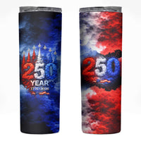 USA 250th Anniversary Celebration Skinny Tumbler Patriotic Smoke Burst Art Style