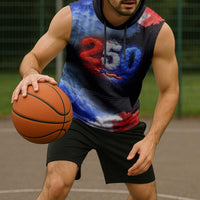 USA 250th Anniversary Celebration Sleeveless Hoodie Patriotic Smoke Burst Art Style