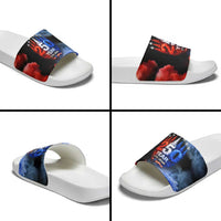 USA 250th Anniversary Celebration Slide Sandals Patriotic Smoke Burst Art Style