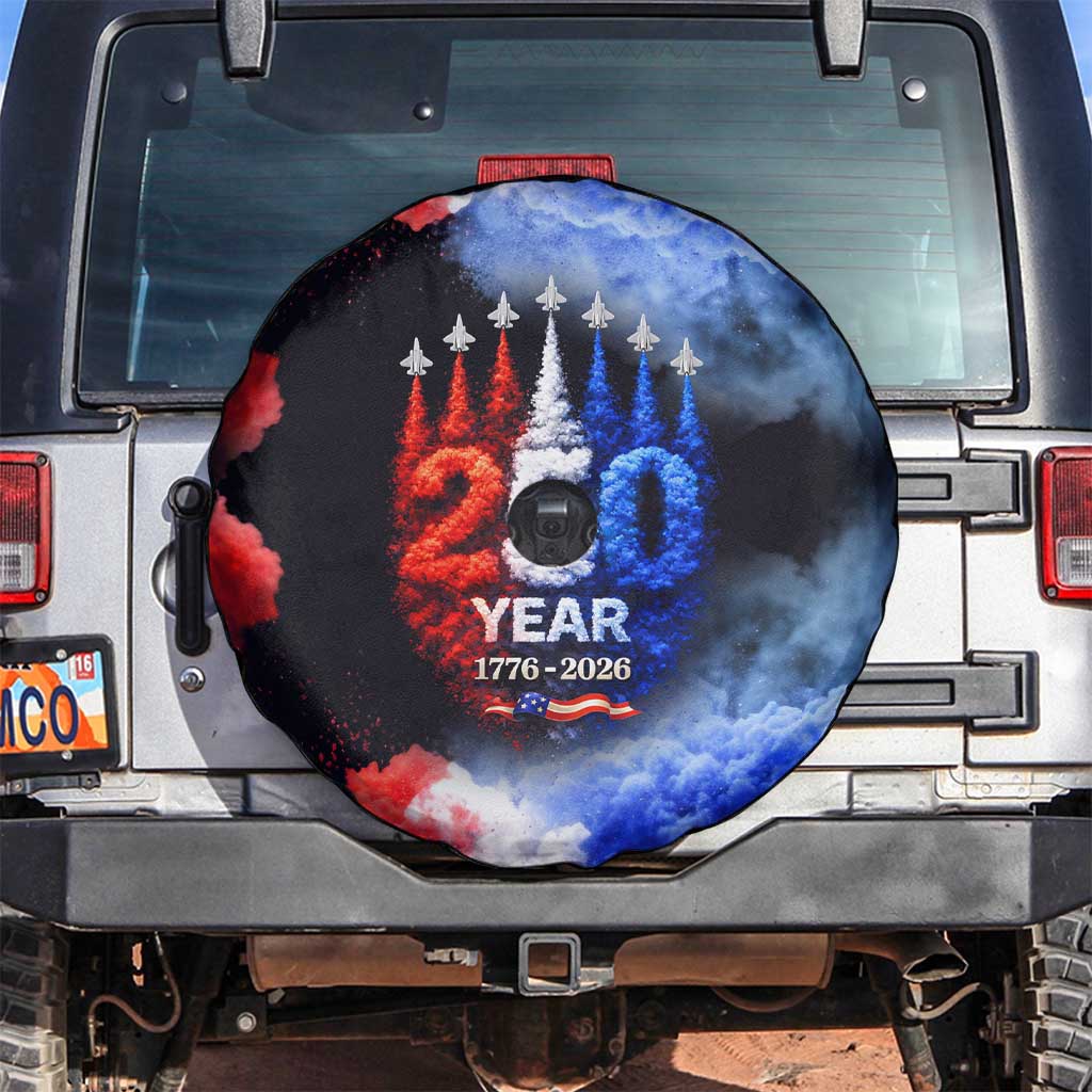 USA 250th Anniversary Celebration Spare Tire Cover Patriotic Smoke Burst Art Style