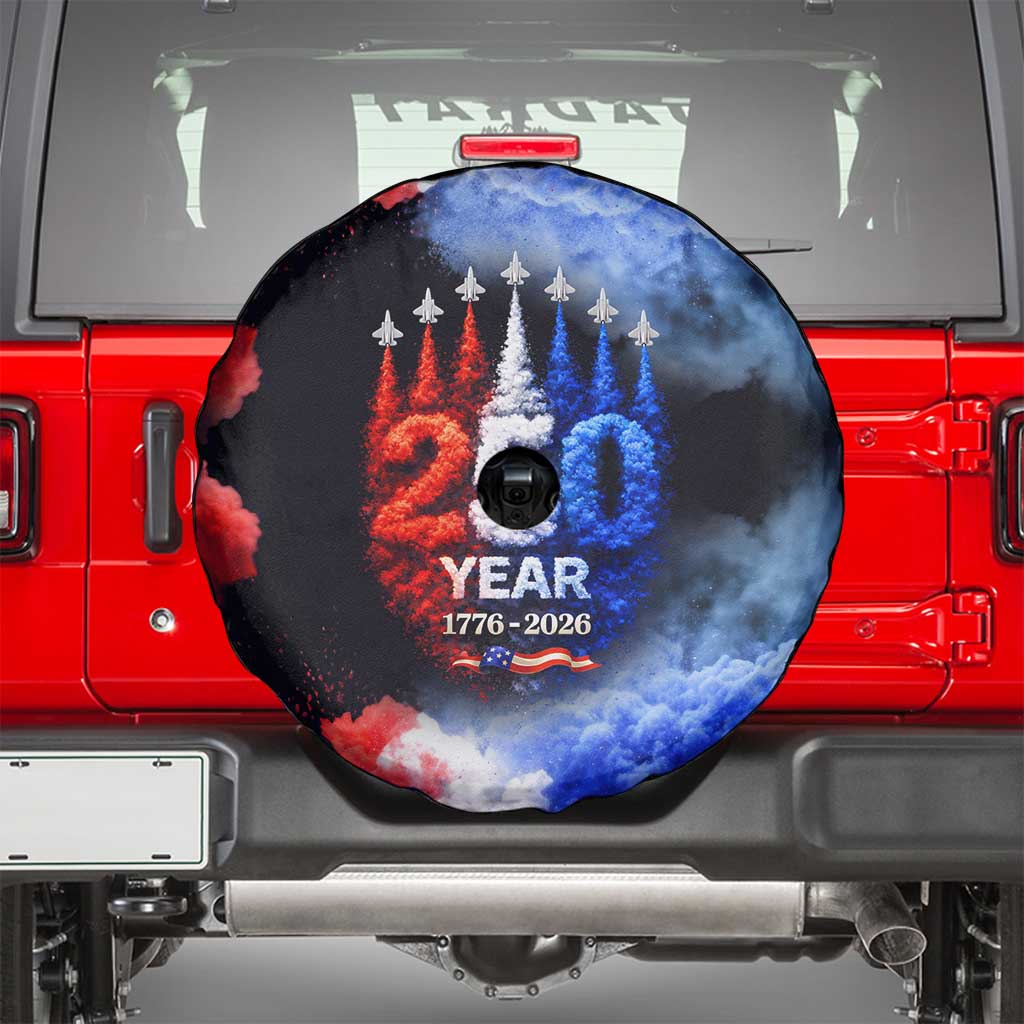 USA 250th Anniversary Celebration Spare Tire Cover Patriotic Smoke Burst Art Style