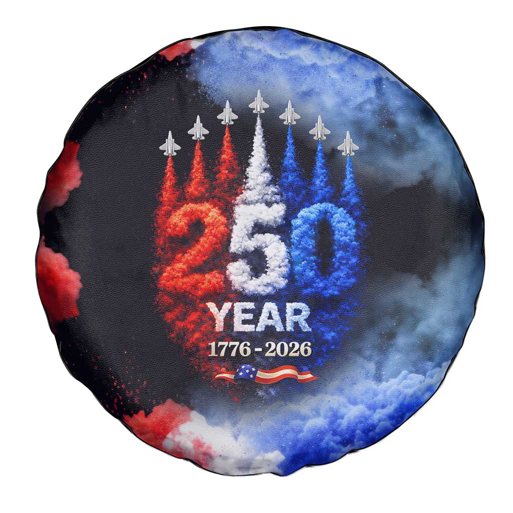 USA 250th Anniversary Celebration Spare Tire Cover Patriotic Smoke Burst Art Style