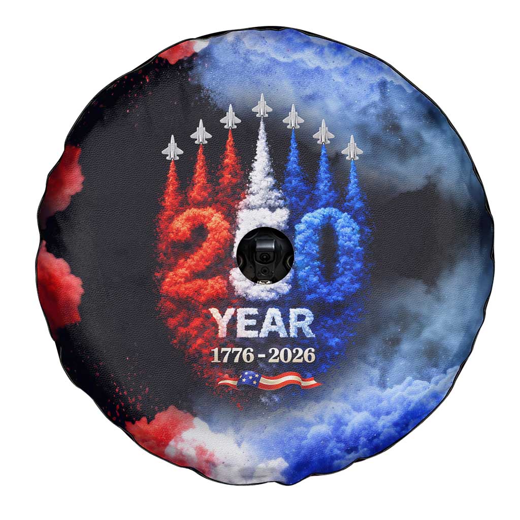 USA 250th Anniversary Celebration Spare Tire Cover Patriotic Smoke Burst Art Style