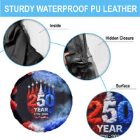USA 250th Anniversary Celebration Spare Tire Cover Patriotic Smoke Burst Art Style
