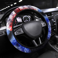 USA 250th Anniversary Celebration Steering Wheel Cover Patriotic Smoke Burst Art Style