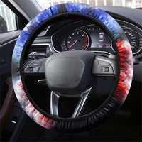 USA 250th Anniversary Celebration Steering Wheel Cover Patriotic Smoke Burst Art Style