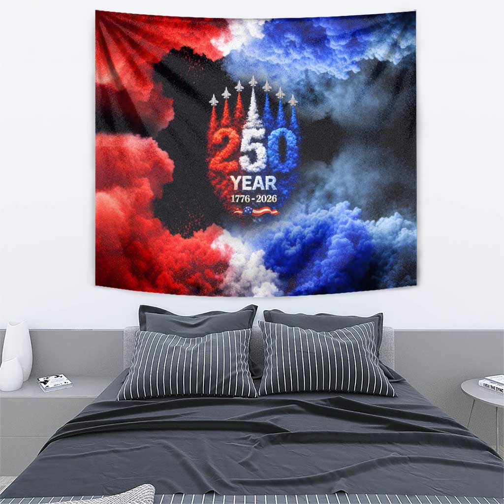 USA 250th Anniversary Celebration Tapestry Patriotic Smoke Burst Art Style