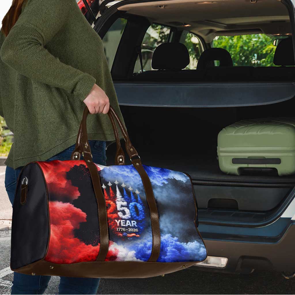 USA 250th Anniversary Celebration Travel Bag Patriotic Smoke Burst Art Style