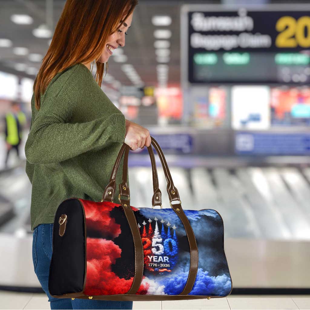 USA 250th Anniversary Celebration Travel Bag Patriotic Smoke Burst Art Style