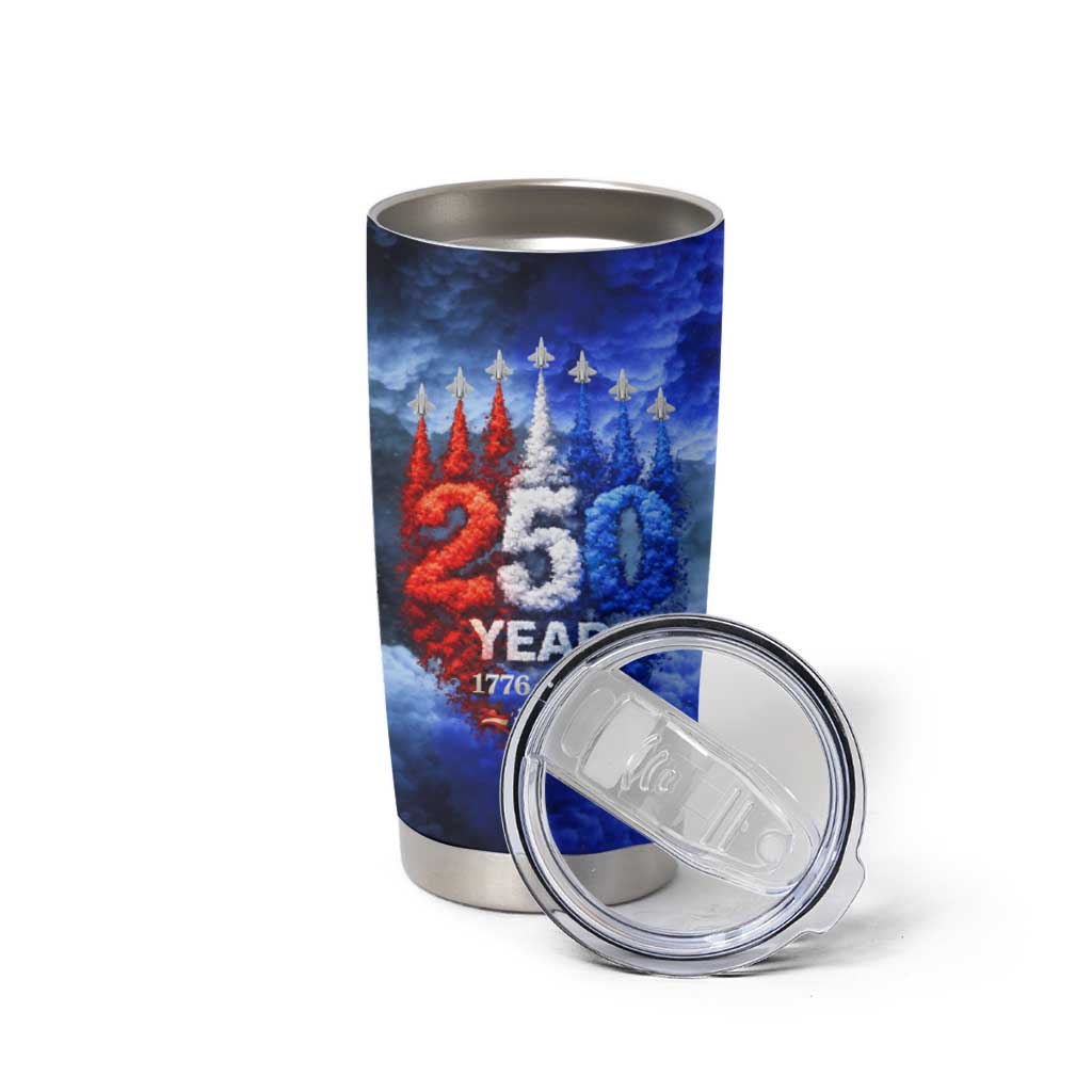 USA 250th Anniversary Celebration Tumbler Cup Patriotic Smoke Burst Art Style