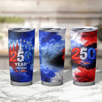USA 250th Anniversary Celebration Tumbler Cup Patriotic Smoke Burst Art Style