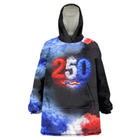 USA 250th Anniversary Celebration Wearable Blanket Hoodie Patriotic Smoke Burst Art Style