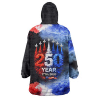 USA 250th Anniversary Celebration Wearable Blanket Hoodie Patriotic Smoke Burst Art Style