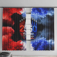 USA 250th Anniversary Celebration Window Curtain Patriotic Smoke Burst Art Style