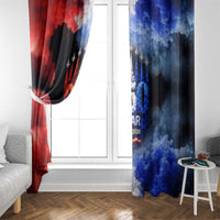 USA 250th Anniversary Celebration Window Curtain Patriotic Smoke Burst Art Style