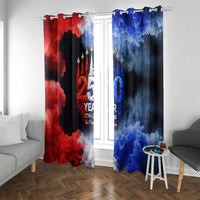 USA 250th Anniversary Celebration Window Curtain Patriotic Smoke Burst Art Style
