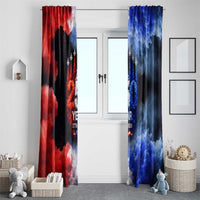 USA 250th Anniversary Celebration Window Curtain Patriotic Smoke Burst Art Style