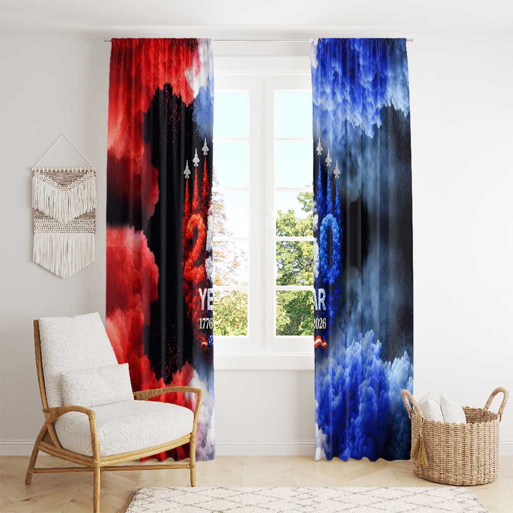 USA 250th Anniversary Celebration Window Curtain Patriotic Smoke Burst Art Style