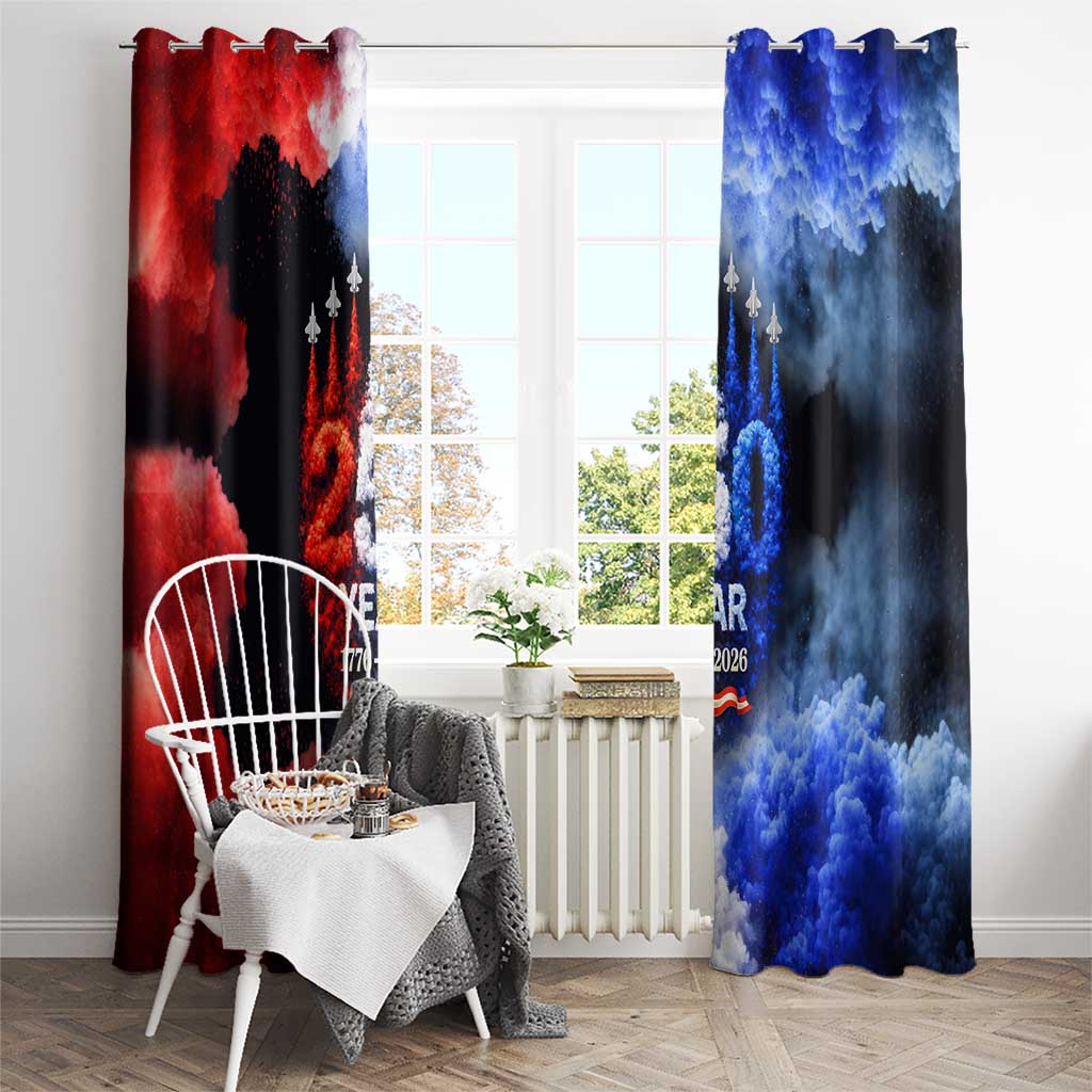 USA 250th Anniversary Celebration Window Curtain Patriotic Smoke Burst Art Style