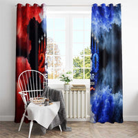 USA 250th Anniversary Celebration Window Curtain Patriotic Smoke Burst Art Style