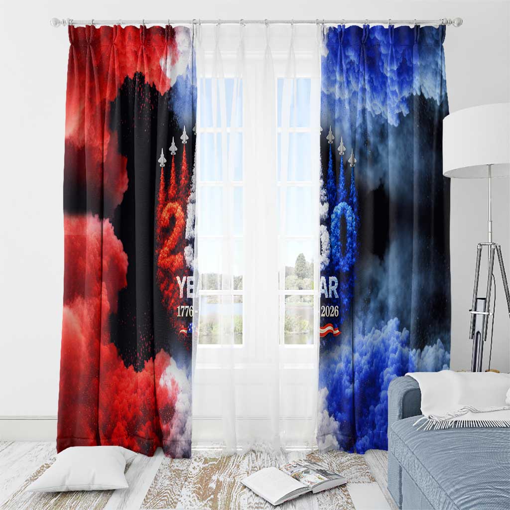 USA 250th Anniversary Celebration Window Curtain Patriotic Smoke Burst Art Style