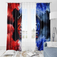 USA 250th Anniversary Celebration Window Curtain Patriotic Smoke Burst Art Style