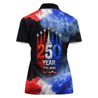 USA 250th Anniversary Celebration Women Polo Shirt Patriotic Smoke Burst Art Style