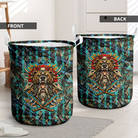 Viking Berserker Bear Warrior Laundry Basket Norse Mythology Rune Sigil Illustration