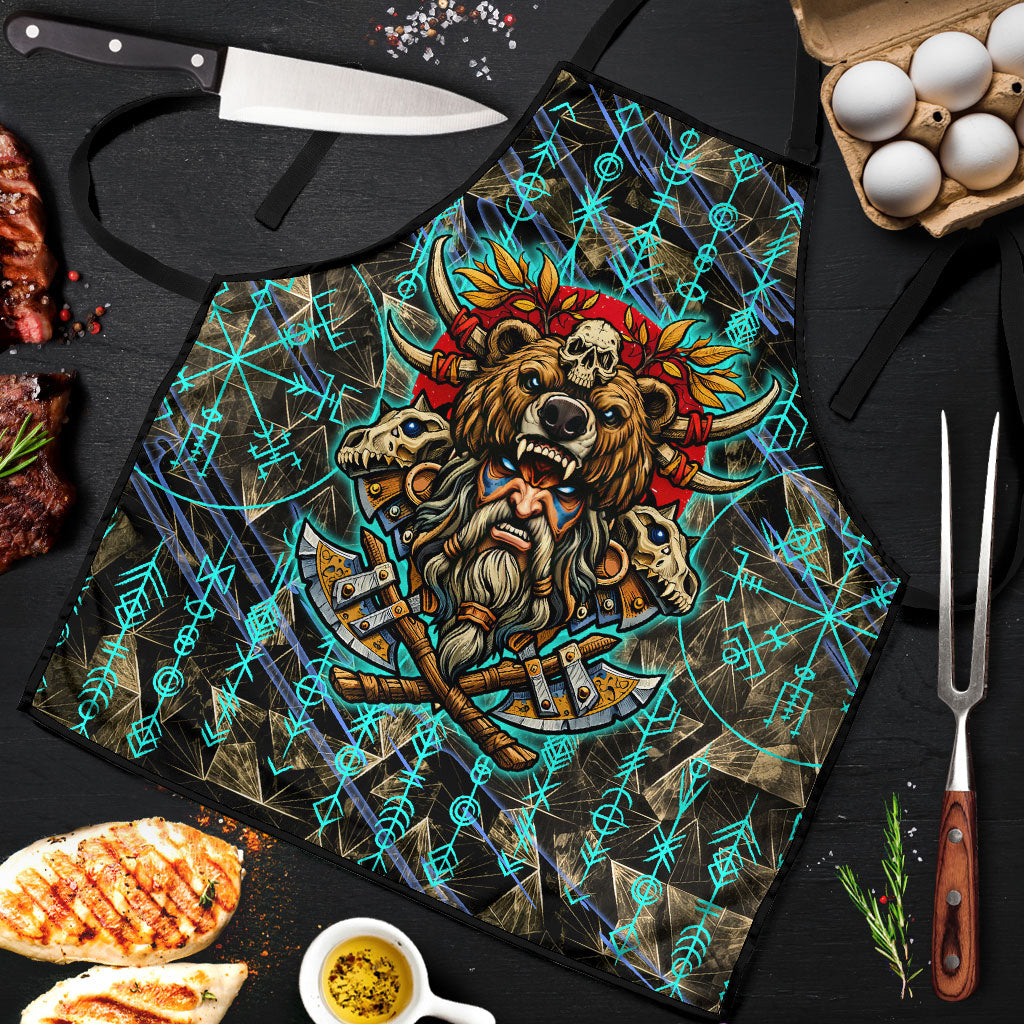 Viking Berserker Bear Warrior Apron Norse Mythology Rune Sigil Illustration