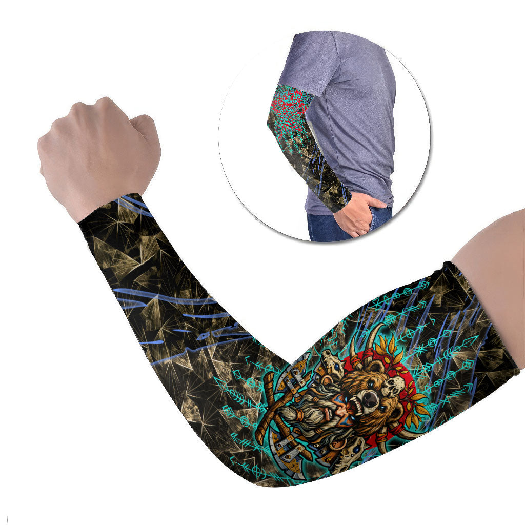 Viking Berserker Bear Warrior Arm Sleeves Norse Mythology Rune Sigil Illustration