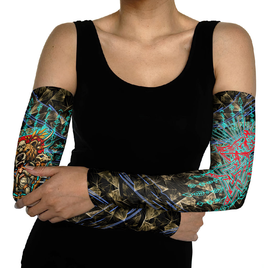 Viking Berserker Bear Warrior Arm Sleeves Norse Mythology Rune Sigil Illustration