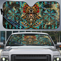 Viking Berserker Bear Warrior Auto Sun Shade Norse Mythology Rune Sigil Illustration