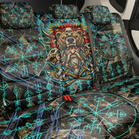 Viking Berserker Bear Warrior Back Car Seat Cover Norse Mythology Rune Sigil Illustration
