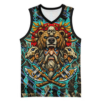Viking Berserker Bear Warrior Basketball Jersey Norse Mythology Rune Sigil Illustration