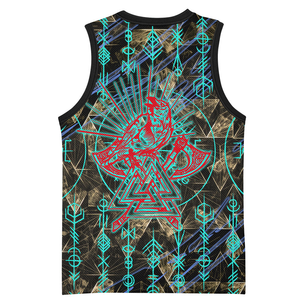 Viking Berserker Bear Warrior Basketball Jersey Norse Mythology Rune Sigil Illustration